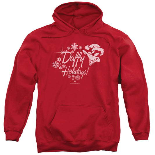 Looney Tunes Daffy Holidays Mens Hoodie Red Officially Licensed