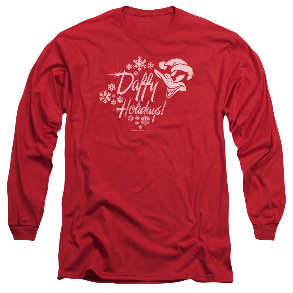 Looney Tunes Daffy Holidays Mens Long Sleeve Shirt Red Officially Licensed Officially Licensed