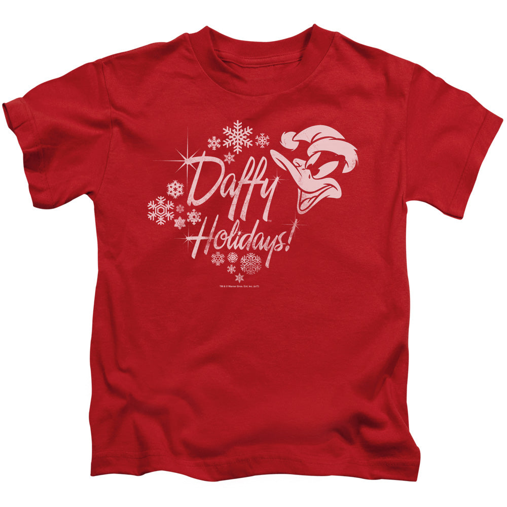 Looney Tunes Daffy Holidays Juvenile Kids Youth T Shirt Red Officially Licensed