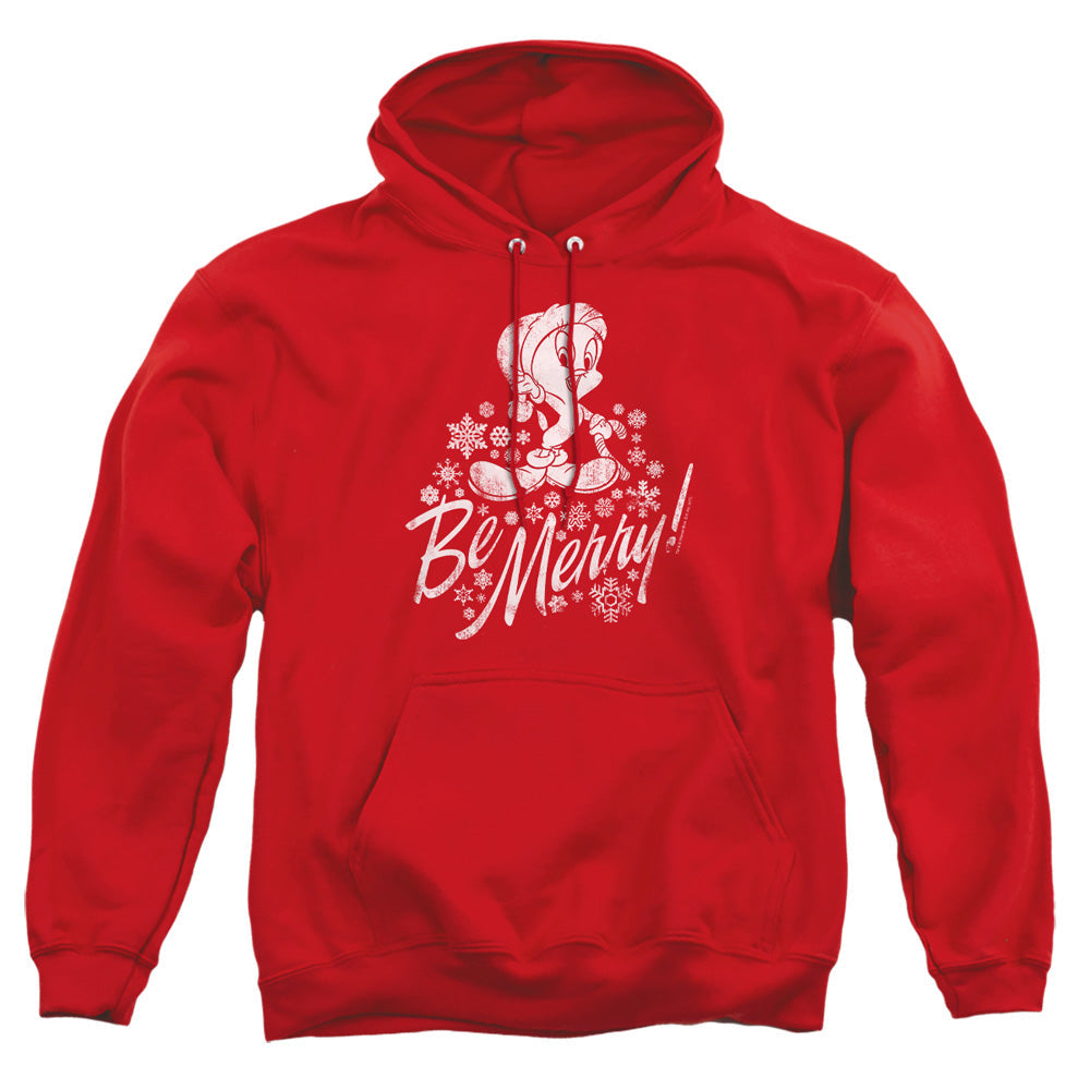 Looney Tunes Merry Tweety Mens Hoodie Red Officially Licensed