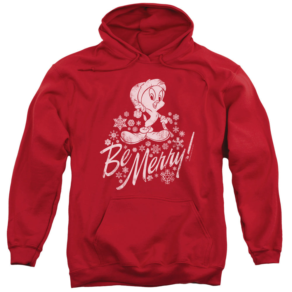Looney Tunes Merry Tweety Mens Hoodie Red Officially Licensed
