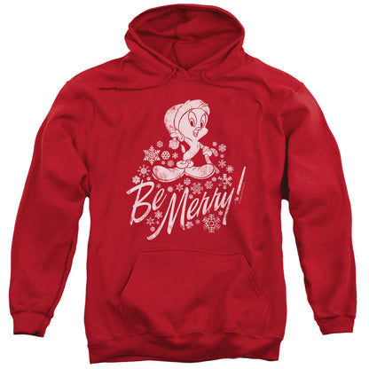 Looney Tunes Merry Tweety Mens Hoodie Red Officially Licensed