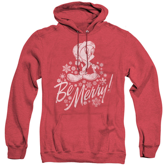 Looney Tunes Merry Tweety Heather Mens Hoodie Red Officially Licensed