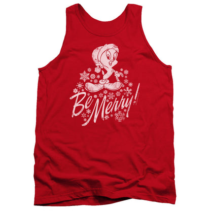 Looney Tunes Merry Tweety Mens Tank Top Shirt Red Officially Licensed