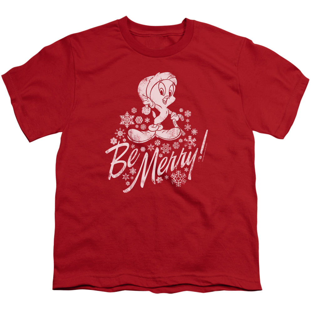 Looney Tunes Merry Tweety Kids Youth T Shirt Red Officially Licensed