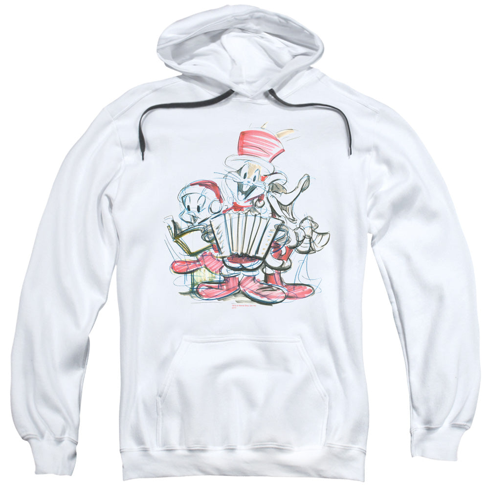 Looney Tunes Holiday Sketch Mens Hoodie White Officially Licensed