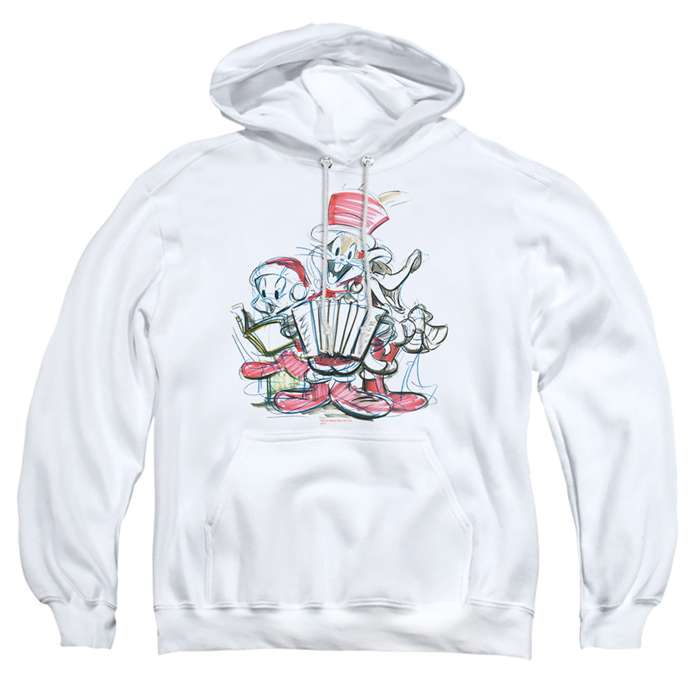 Looney Tunes Holiday Sketch Mens Hoodie White Officially Licensed
