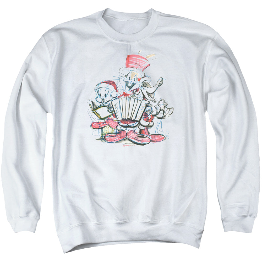 Looney Tunes Holiday Sketch Mens Crewneck Sweatshirt White Officially Licensed