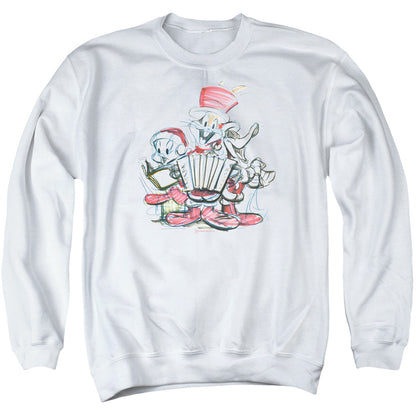 Looney Tunes Holiday Sketch Mens Crewneck Sweatshirt White Officially Licensed