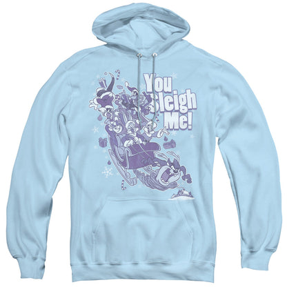 Looney Tunes You Sleigh Me Mens Hoodie Light Blue Officially Licensed