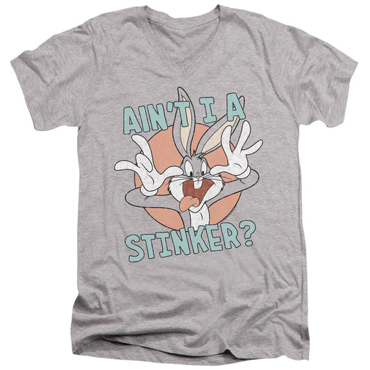 Looney Tunes Aint I a Stinker Mens Slim Fit V-Neck T Shirt Athletic Heather Officially Licensed