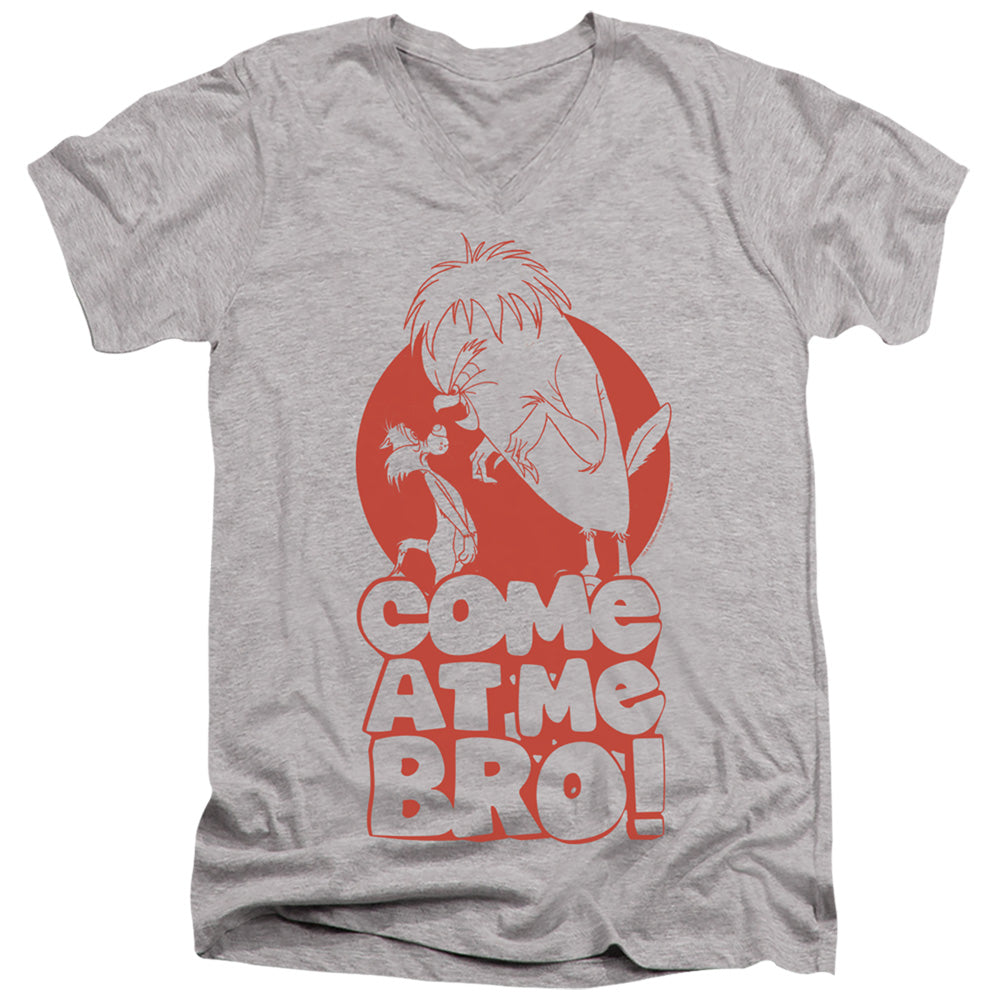 Looney Tunes Come at Me Mens Slim Fit V-Neck T Shirt Athletic Heather Officially Licensed