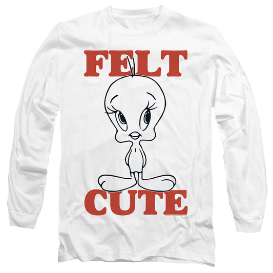 Looney Tunes Felt Cute Mens Long Sleeve Shirt White Officially Licensed Officially Licensed