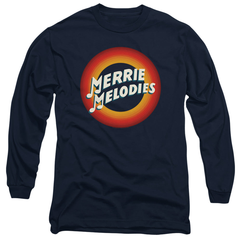 Looney Tunes Merrie Logo Mens Long Sleeve Shirt Navy Blue Officially Licensed