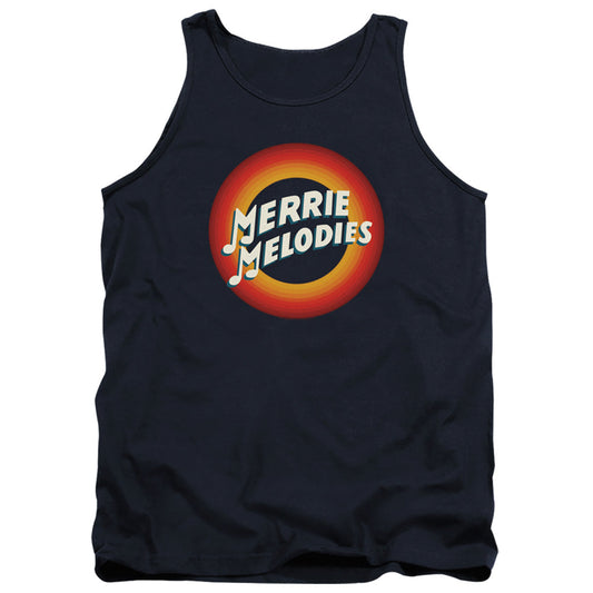 Looney Tunes Merrie Logo Mens Tank Top Shirt Navy Officially Licensed