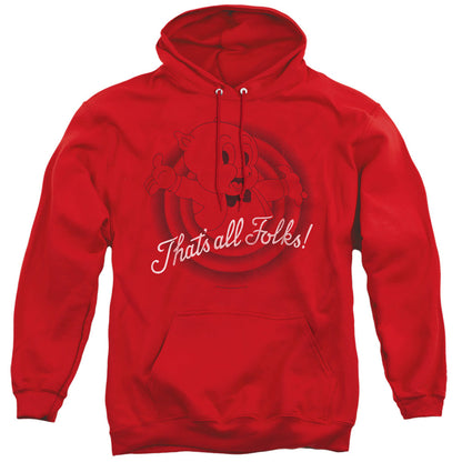 Looney Tunes Thats All Folks Mens Hoodie Red Officially Licensed