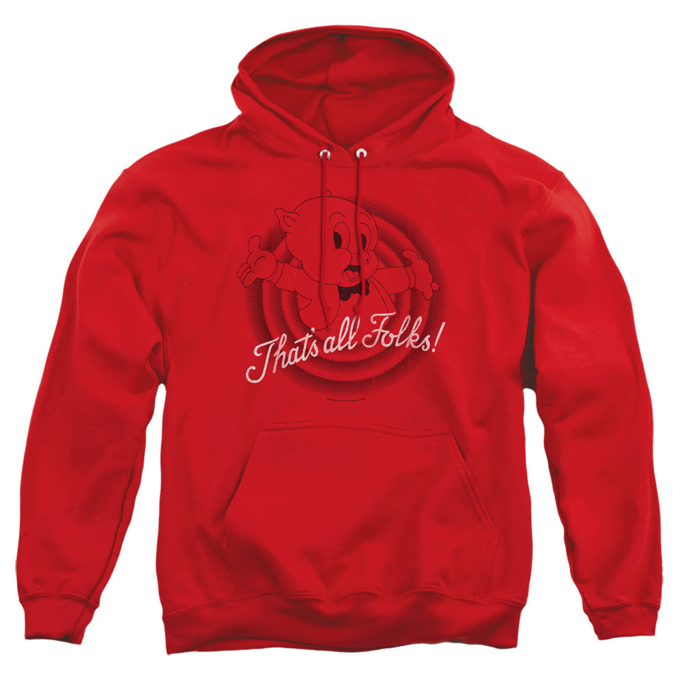 Looney Tunes Thats All Folks Mens Hoodie Red Officially Licensed