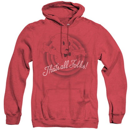Looney Tunes Thats All Folks Heather Mens Hoodie Red Officially Licensed