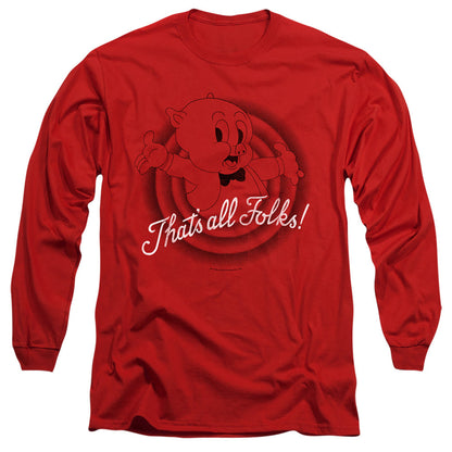 Looney Tunes Thats All Folks Mens Long Sleeve Shirt Red Officially Licensed Officially Licensed