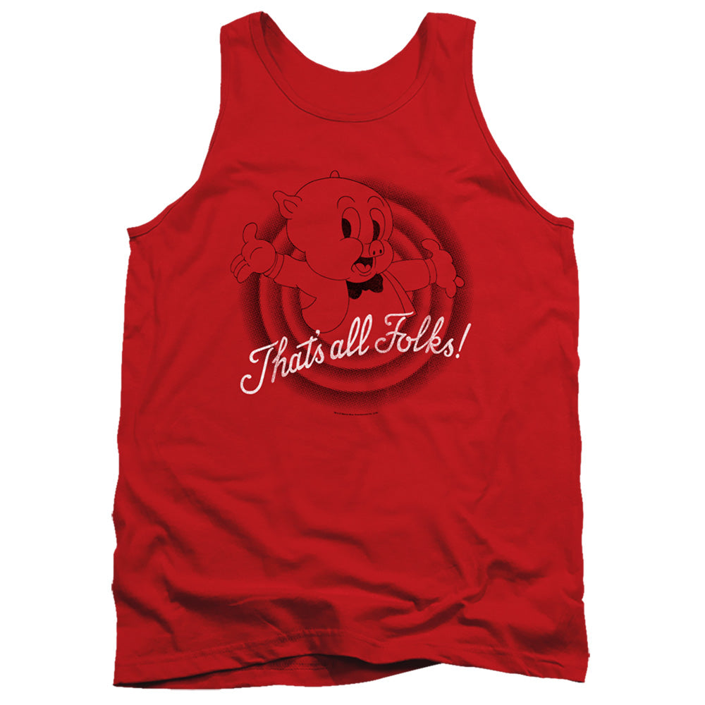 Looney Tunes Thats All Folks Mens Tank Top Shirt Red Officially Licensed