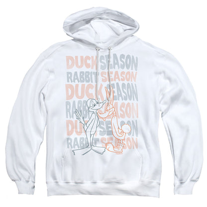 Looney Tunes Duck Season Rabbit Season Mens Hoodie White Officially Licensed