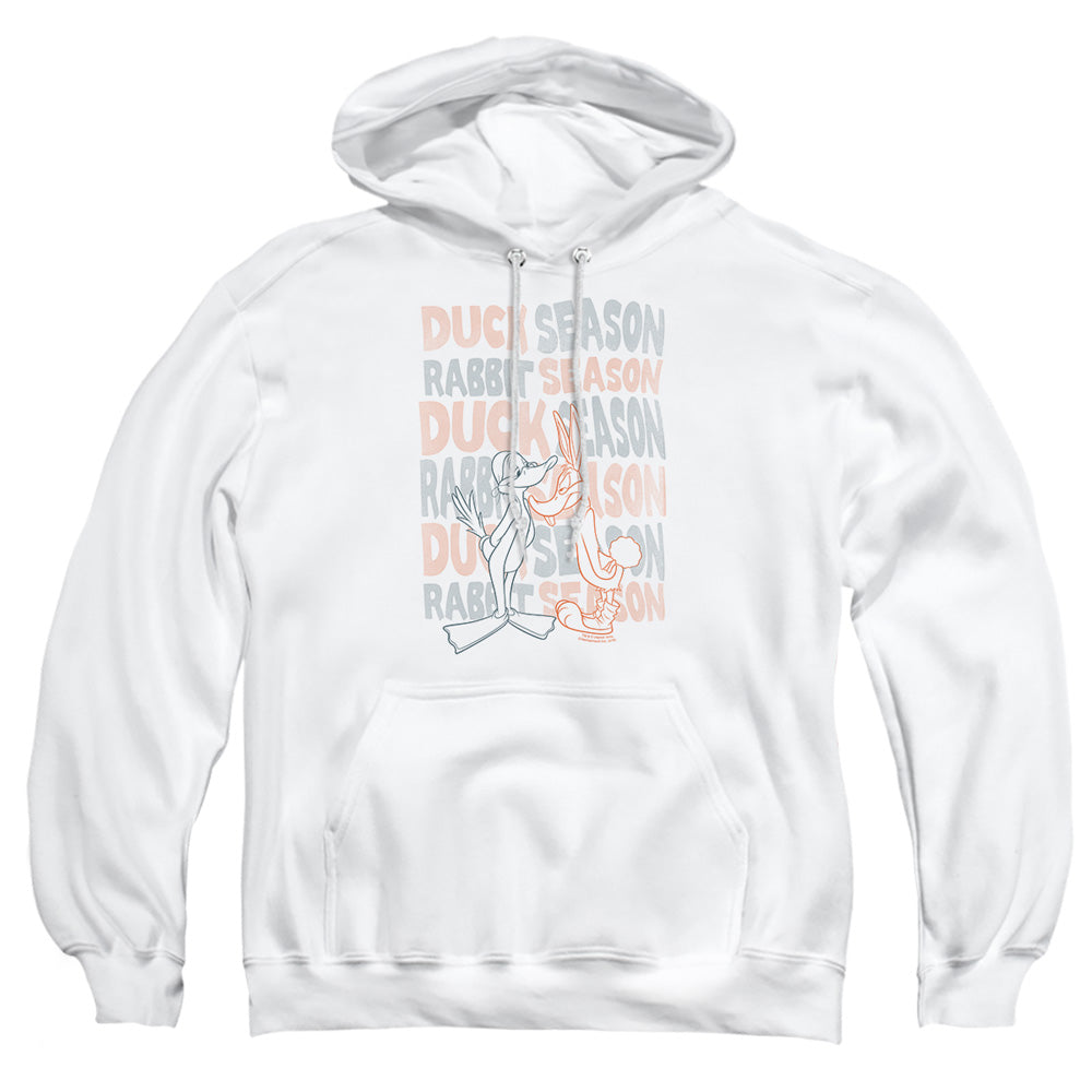 Looney Tunes Duck Season Rabbit Season Mens Hoodie White Officially Licensed