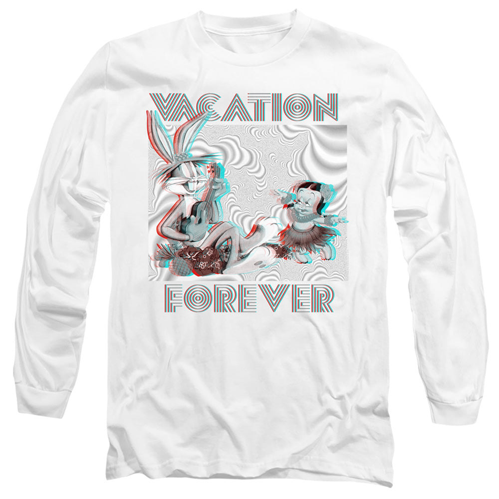 Looney Tunes Vacation Forever Mens Long Sleeve Shirt White Officially Licensed Officially Licensed