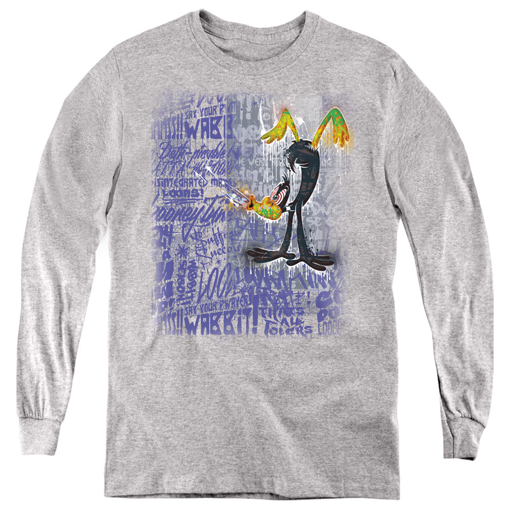 Looney Tunes Graffiti Duck Long Sleeve Kids Youth T Shirt Athletic Heather Officially Licensed