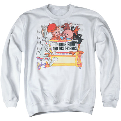 Looney Tunes Bugs And Friends Mens Crewneck Sweatshirt White Officially Licensed