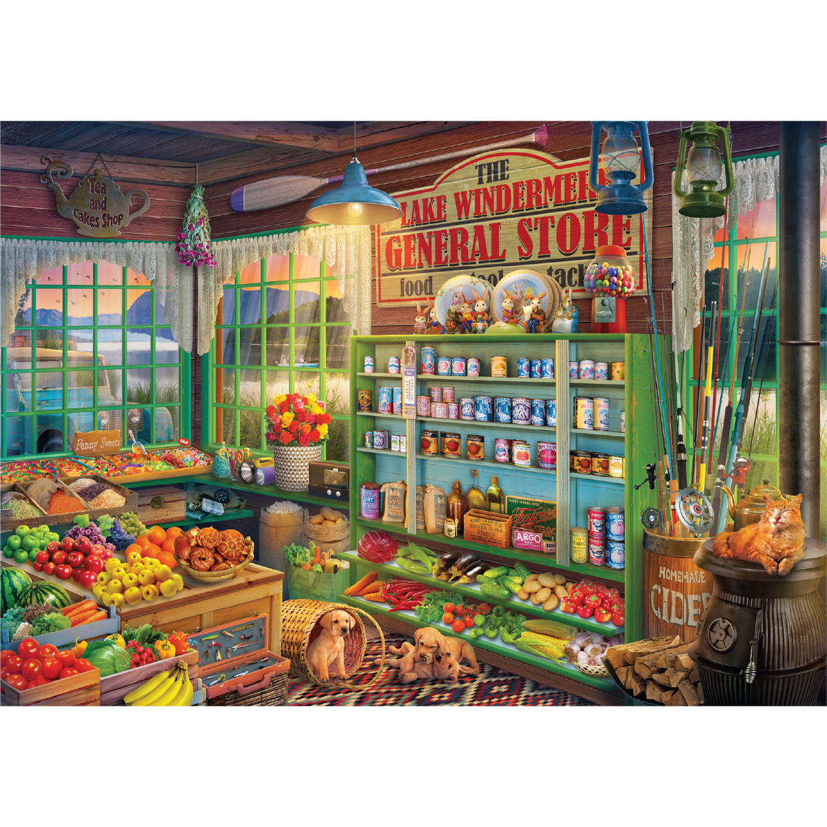Lake General Store 500 Piece Jigsaw Puzzle in Shaped Box Springbok