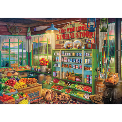 Lake General Store 500 Piece Jigsaw Puzzle in Shaped Box Springbok