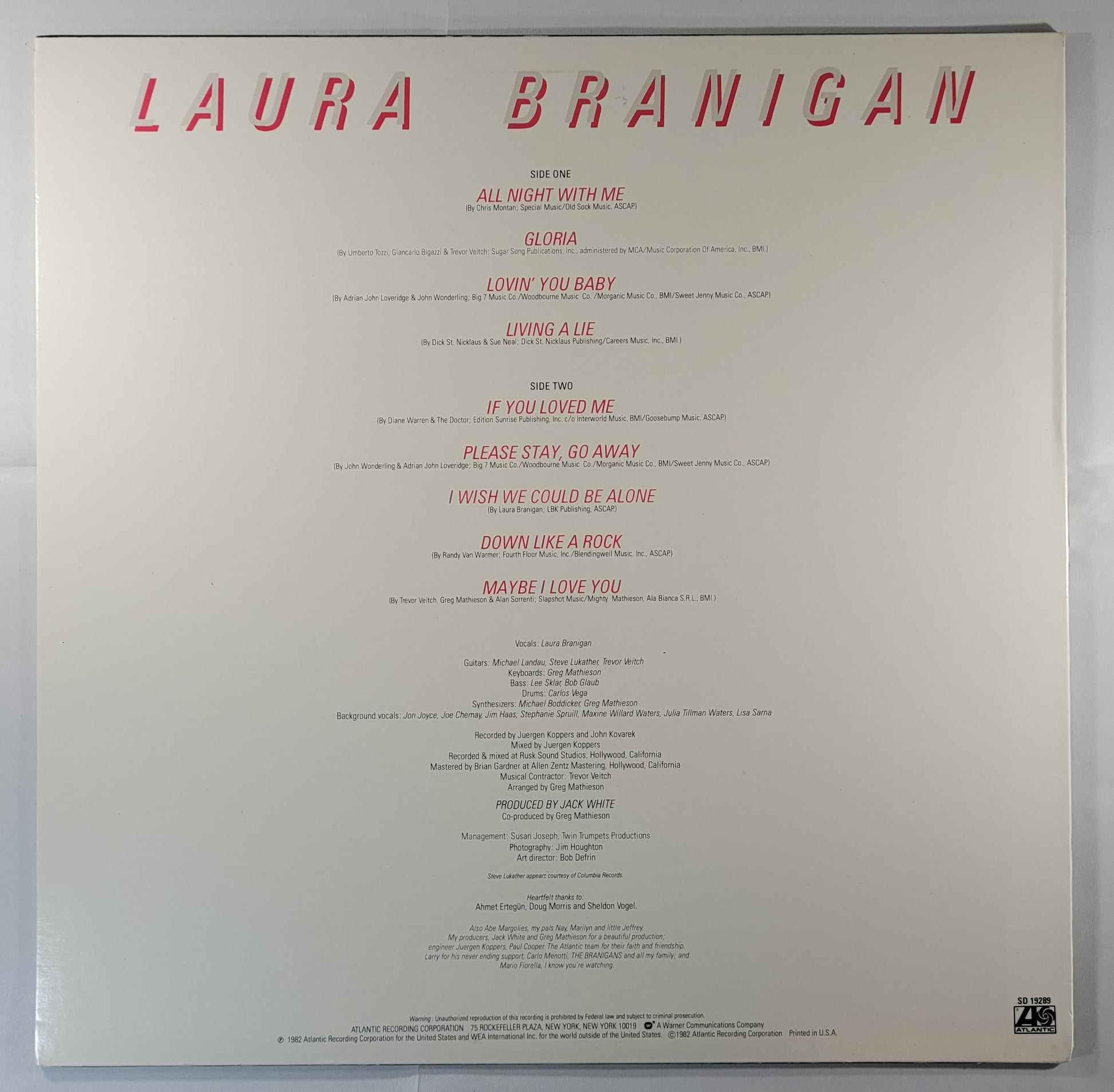 Laura Branigan - Branigan [1982 Allied Pressing] [Used Vinyl Record LP] [B]