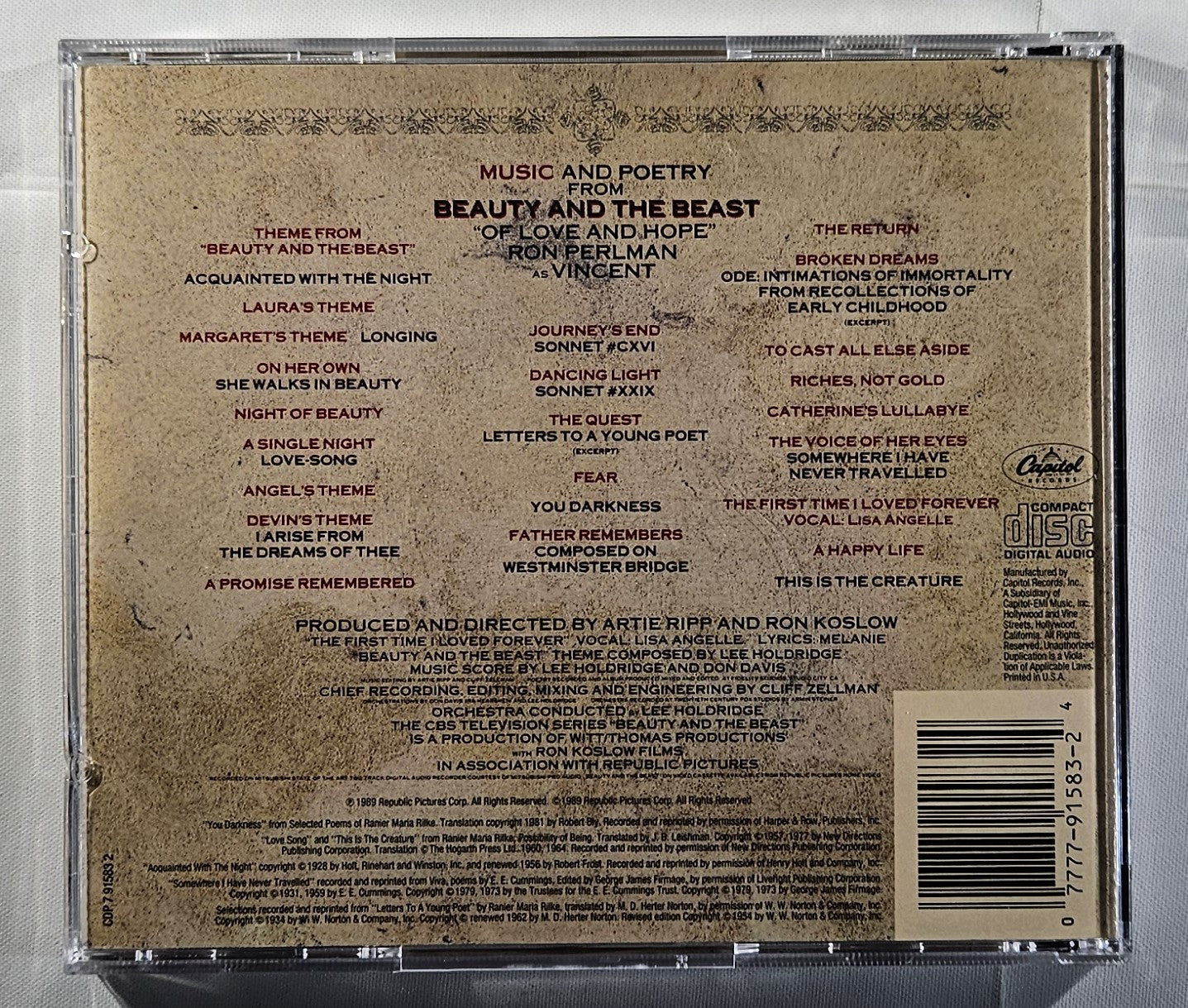 Beauty and the Beast: "Of Love and Hope" (Music and Poetry) [1989 Used CD]