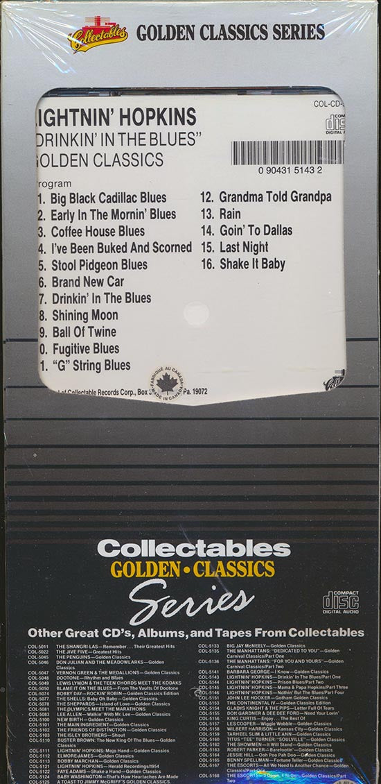 Lightnin' Hopkins - From The Vaults Of Everest Records, Part 1 - Drinkin' in the Blues [1989 Compilation Longbox] [New CD]