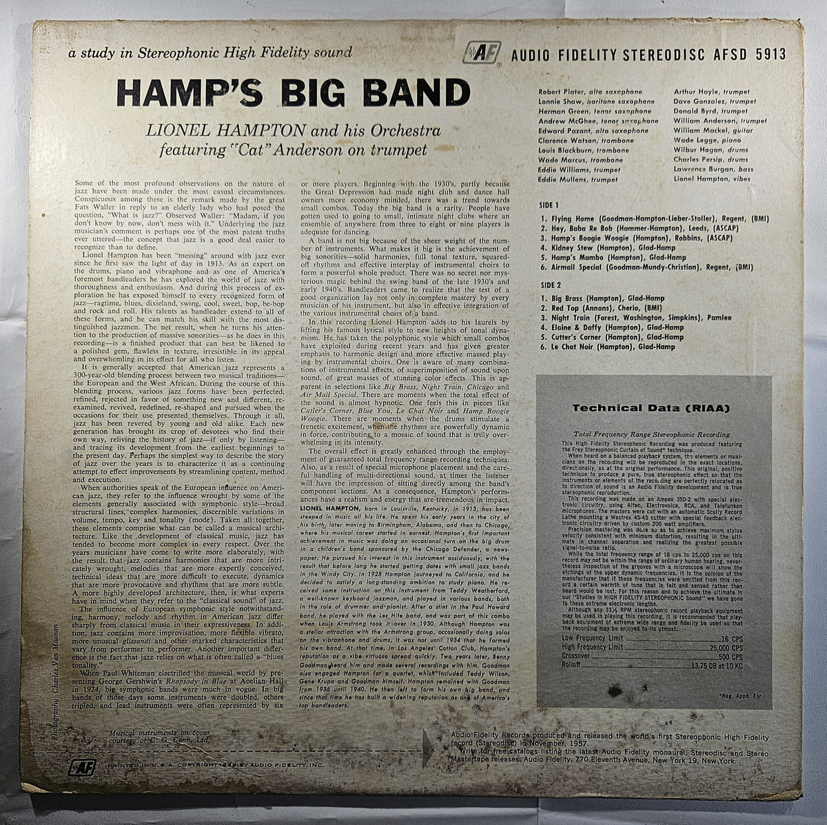 Lionel Hampton and His Orchestra - Hamp's Big Band [1959 Used Vinyl Record LP]