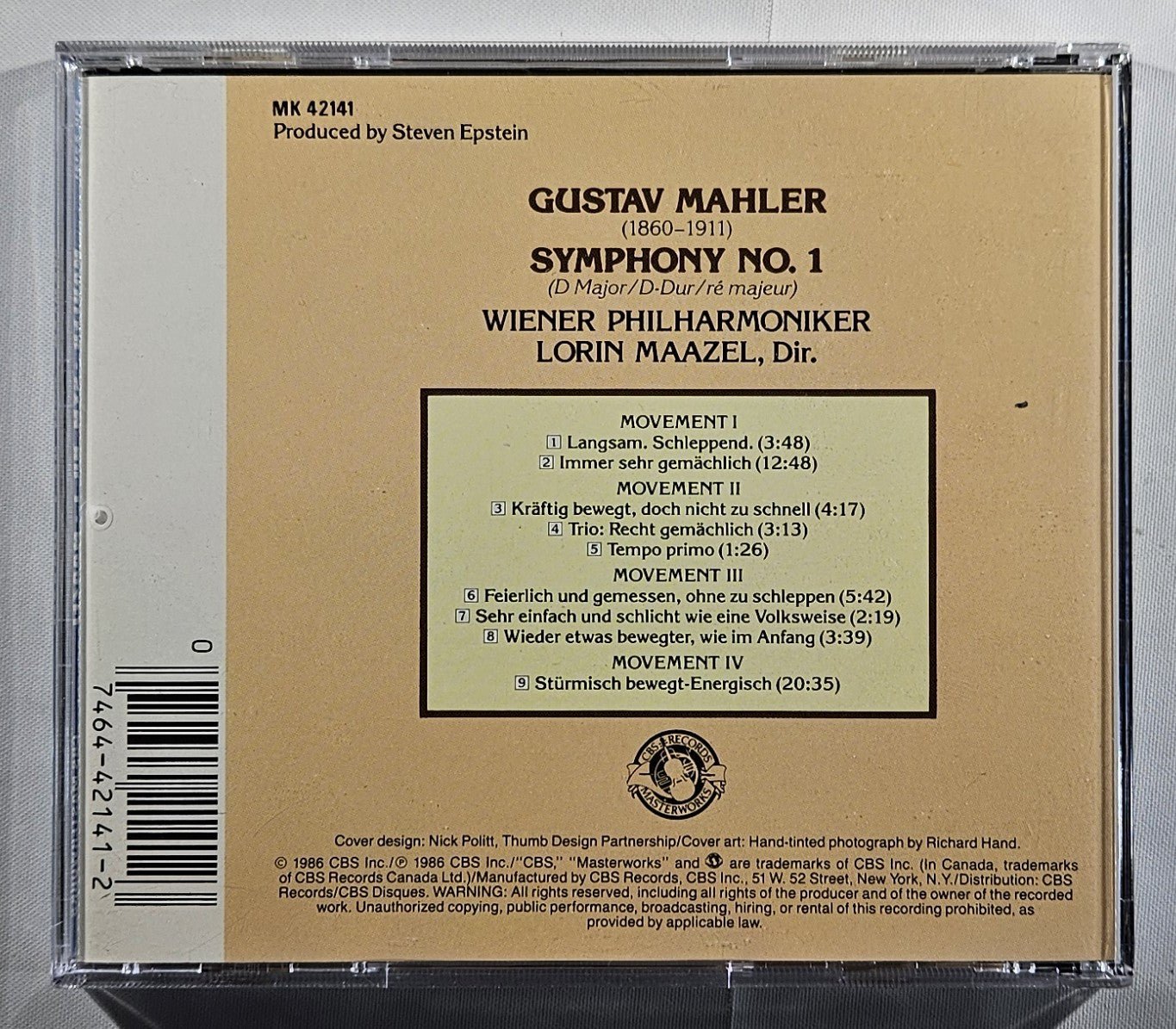 Lorin Maazel - Mahler: Symphony 1 [1986 Used CD]