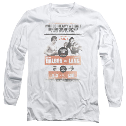 Rocky Iii Vs Clubber Poster Mens Long Sleeve Shirt White Officially Licensed