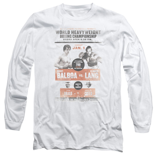 Rocky Iii Vs Clubber Poster Mens Long Sleeve Shirt White Officially Licensed