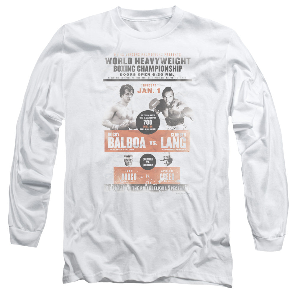 Rocky Iii Vs Clubber Poster Mens Long Sleeve Shirt White Officially Licensed