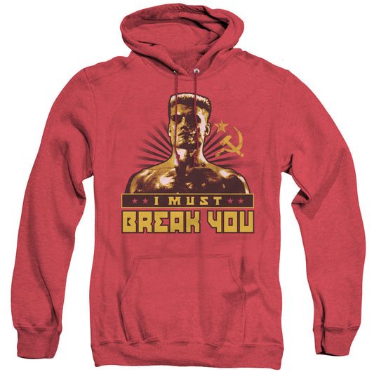 Rocky Iv I Must Break You Mens Heather Hoodie Red Officially Licensed