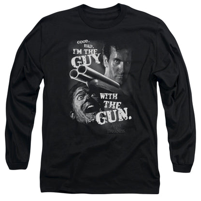 Army Of Darkness Guy With The Gun Mens Long Sleeve Shirt Black Officially Licensed