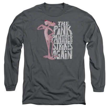 Pink Panther Strikes Again Mens Long Sleeve Shirt Charcoal Officially Licensed