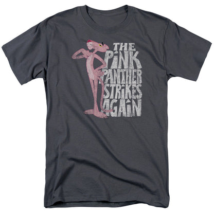 Pink Panther Strikes Again Mens T Shirt Charcoal Officially Licensed