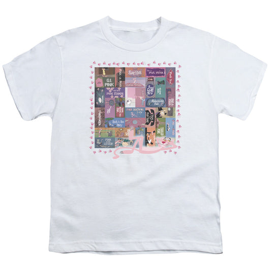 Pink Panther Vintage Titles Kids Youth T Shirt White Officially Licensed