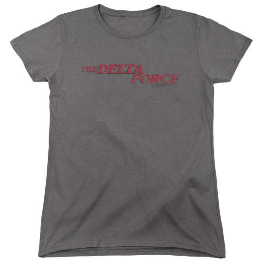 Delta Force Distressed Logo Womens T Shirt Charcoal Officially Licensed