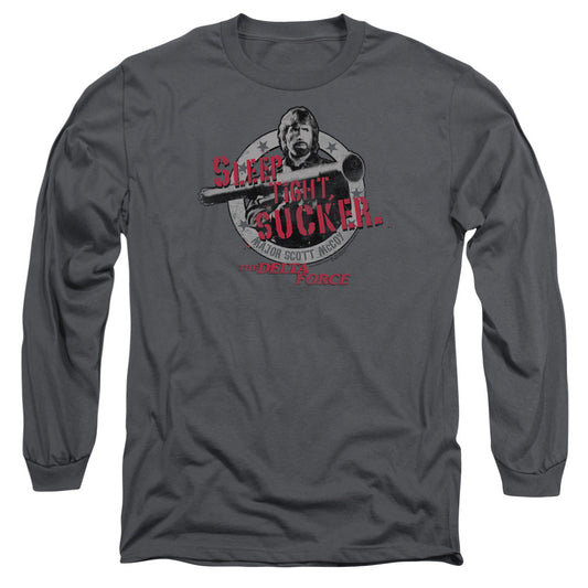 Delta Force Sleep Tight Mens Long Sleeve Shirt Charcoal Officially Licensed