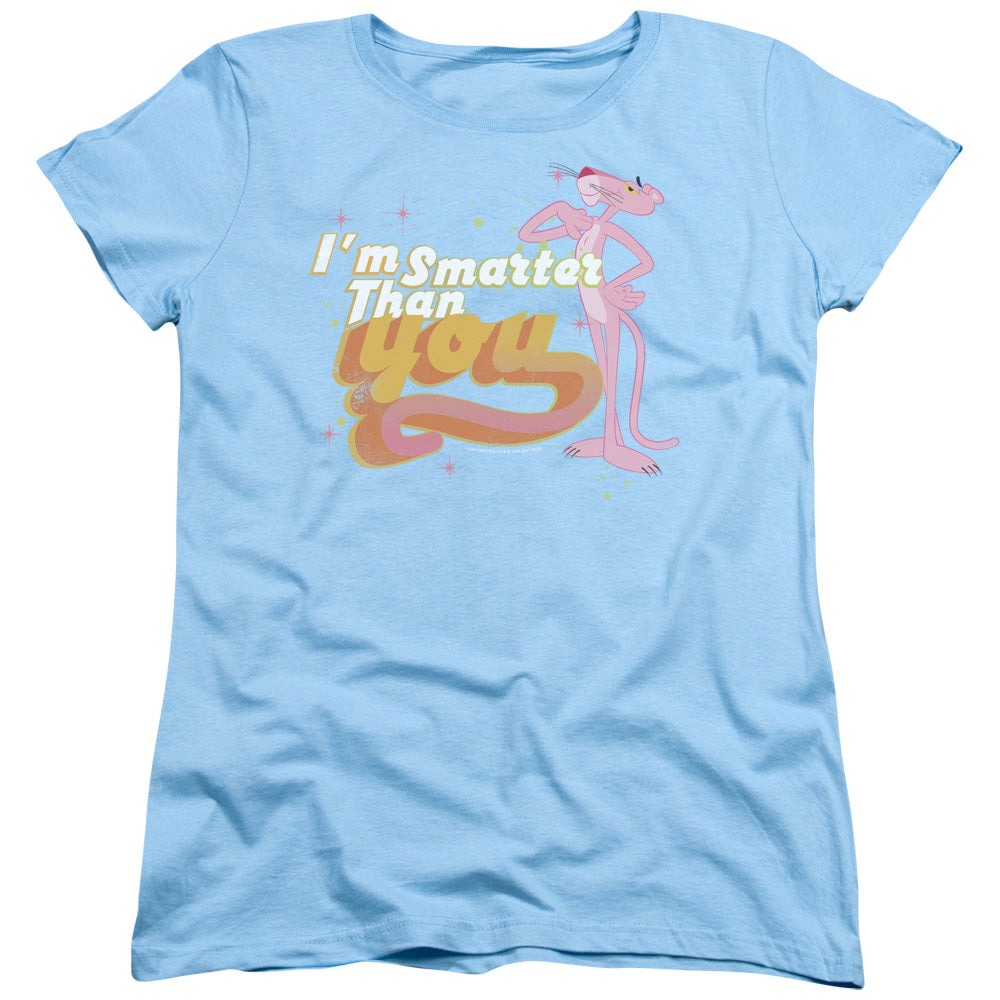 Pink Panther Art Cat Womens T Shirt Light Blue Officially Licensed