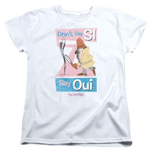 Pink Panther Say Oui Womens T Shirt White Officially Licensed