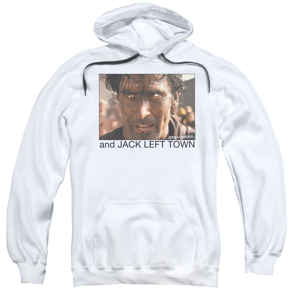 Army Of Darkness Jack Left Town Mens Hoodie White Officially Licensed