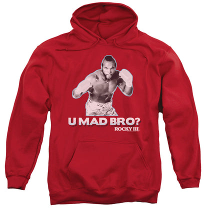 Rocky Iii U Mad Bro Mens Hoodie Red Officially Licensed
